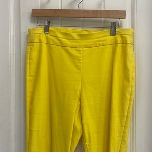 Bright yellow dress pants.